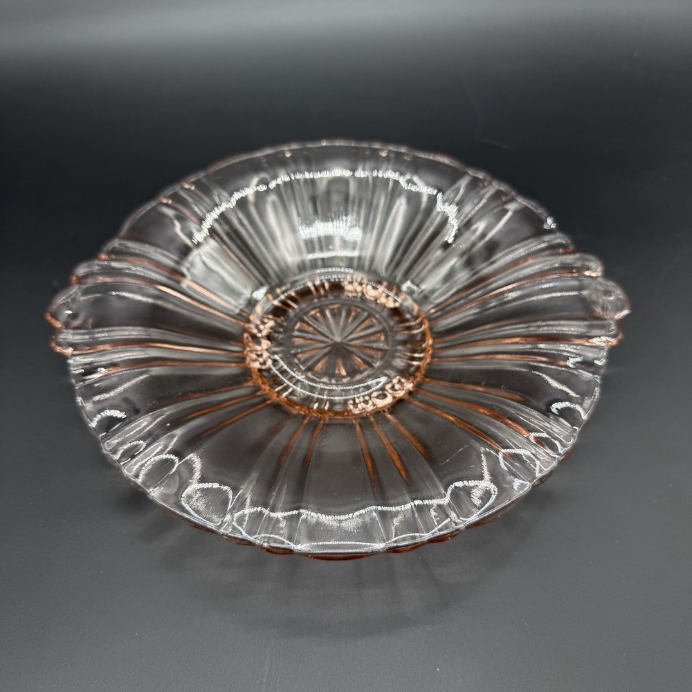 Vintage 1930s Anchor Hocking Old Cafe Pink Depression Glass Candy Dish Nut Bowl